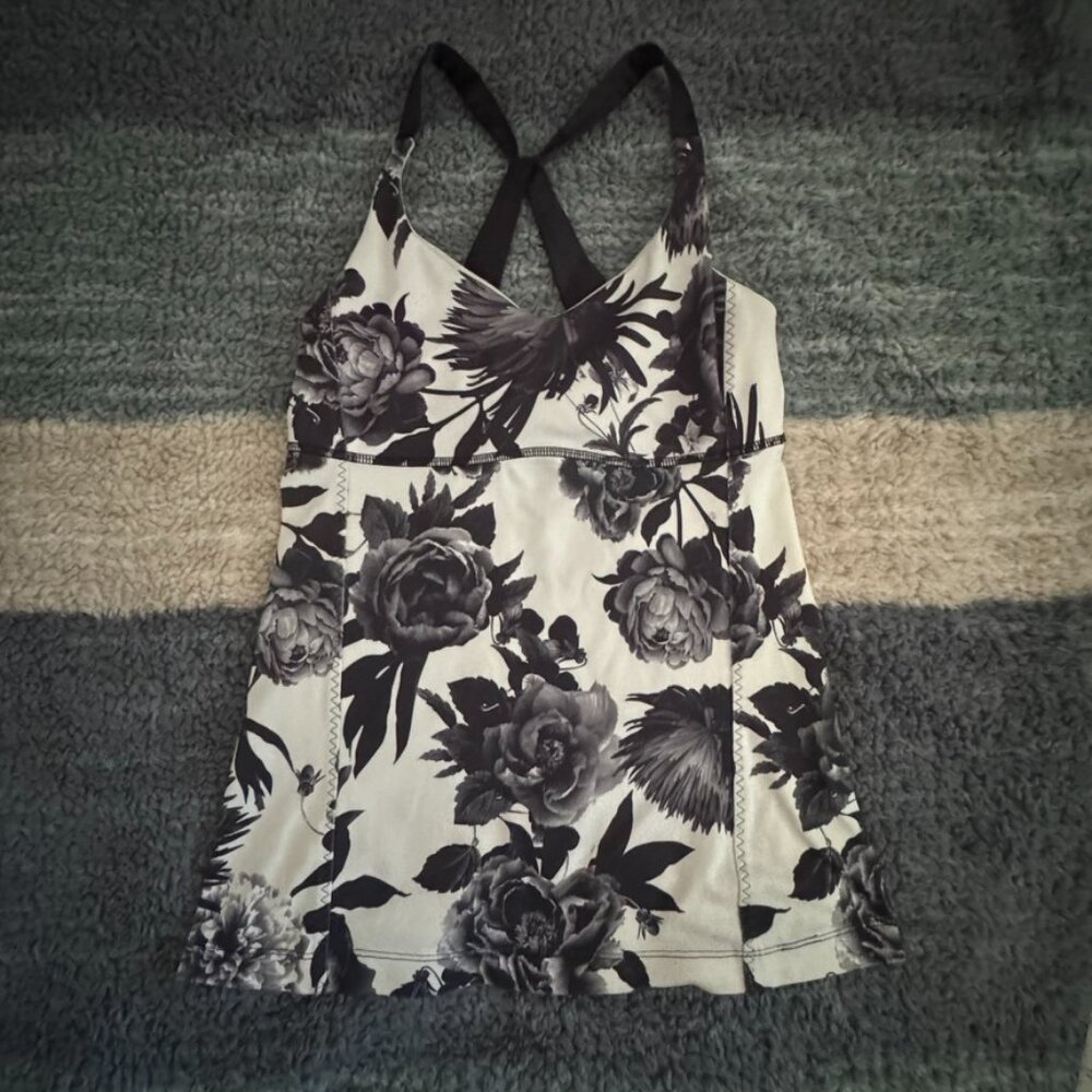 Lululemon Push Ur Limits Tank Brisk Bloom Black White / Black